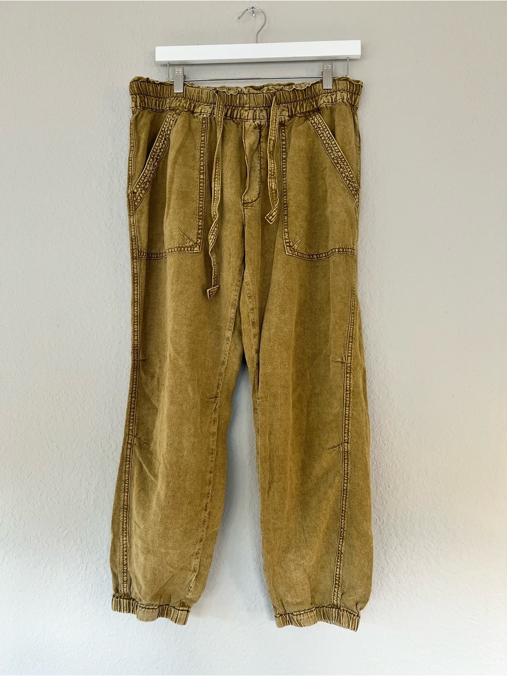 Anthropologie Rhys Utility Jogger  Linen Blend Jogger Pants Bohemian Elastic M
